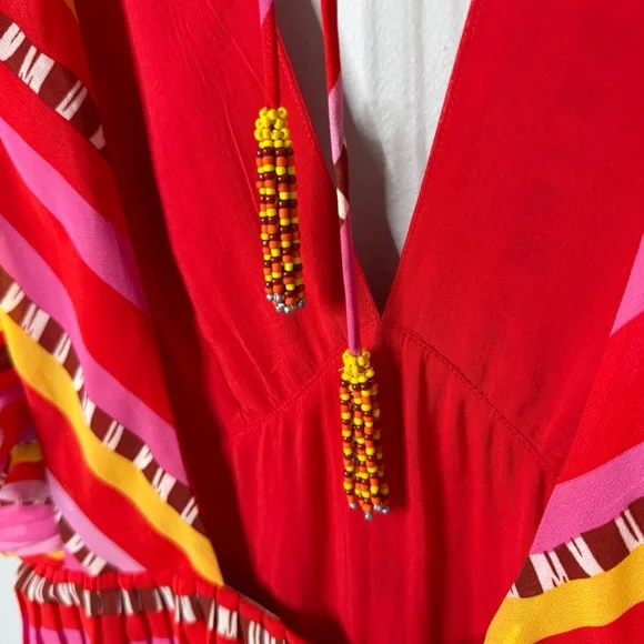 Farm Rio Lucy Stripes Pleated Midi Dress Size Large 291081 - Picture 9 of 12